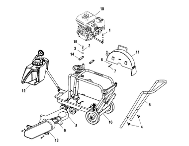 Main Unit (866055) Diagram and Parts List for EX14-S 866055 Briggs and Stratton Concrete Saw